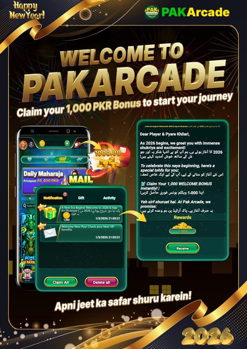 PAK Arcade Welcome Bonus 1000 PKR